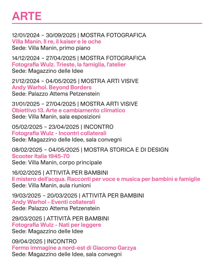 Calendario eventi ERPAC 2025 arte parte 1