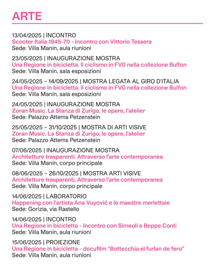 Calendario eventi ERPAC 2025 arte parte 2