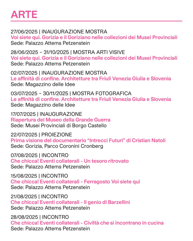 Calendario eventi ERPAC 2025 arte parte 3